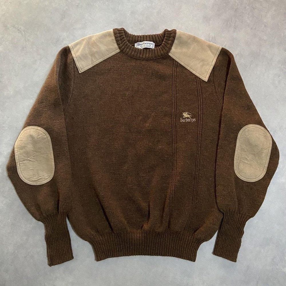 Rare Burberrys Burberry Sweater Elbow Patch Logo Ab15