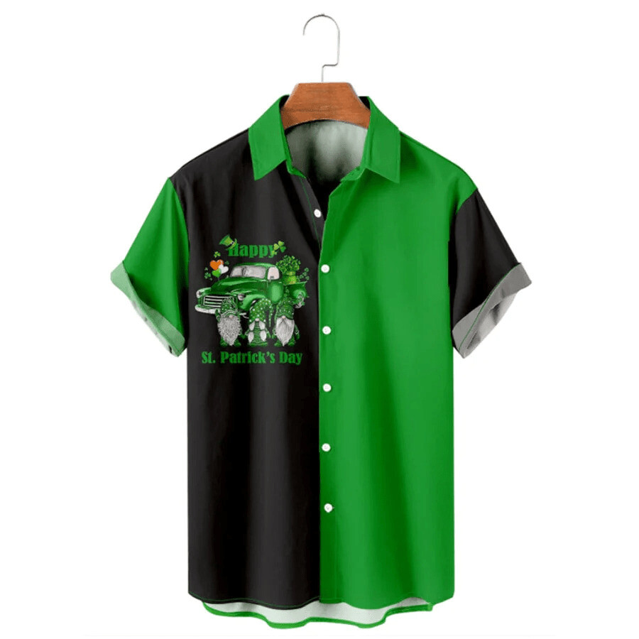 Happy Patricks Day Gnome Truck Trendy Hawaiian Shirt St Patricks Day 3D Shirt Sh