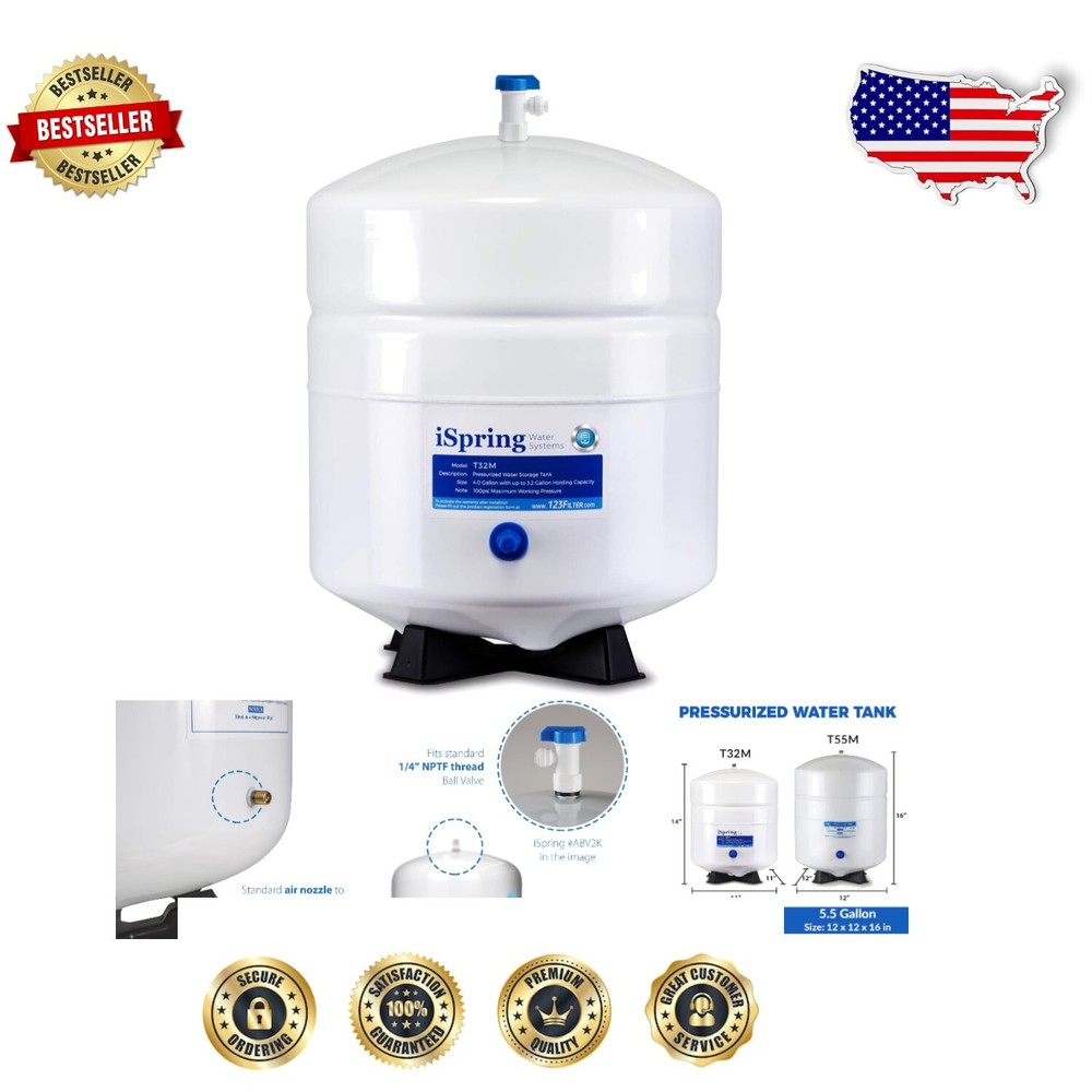 Durable Stainless Steel Water Tank - 4 Gallon Capacity for Reverse Osmosis Use