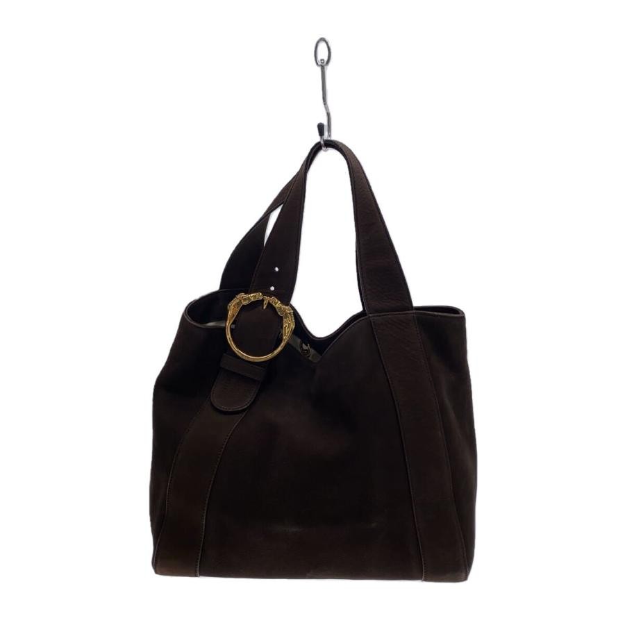 GUCCI Brown Leather Tote Bag Large Plain Women Handbag Authentic 296877