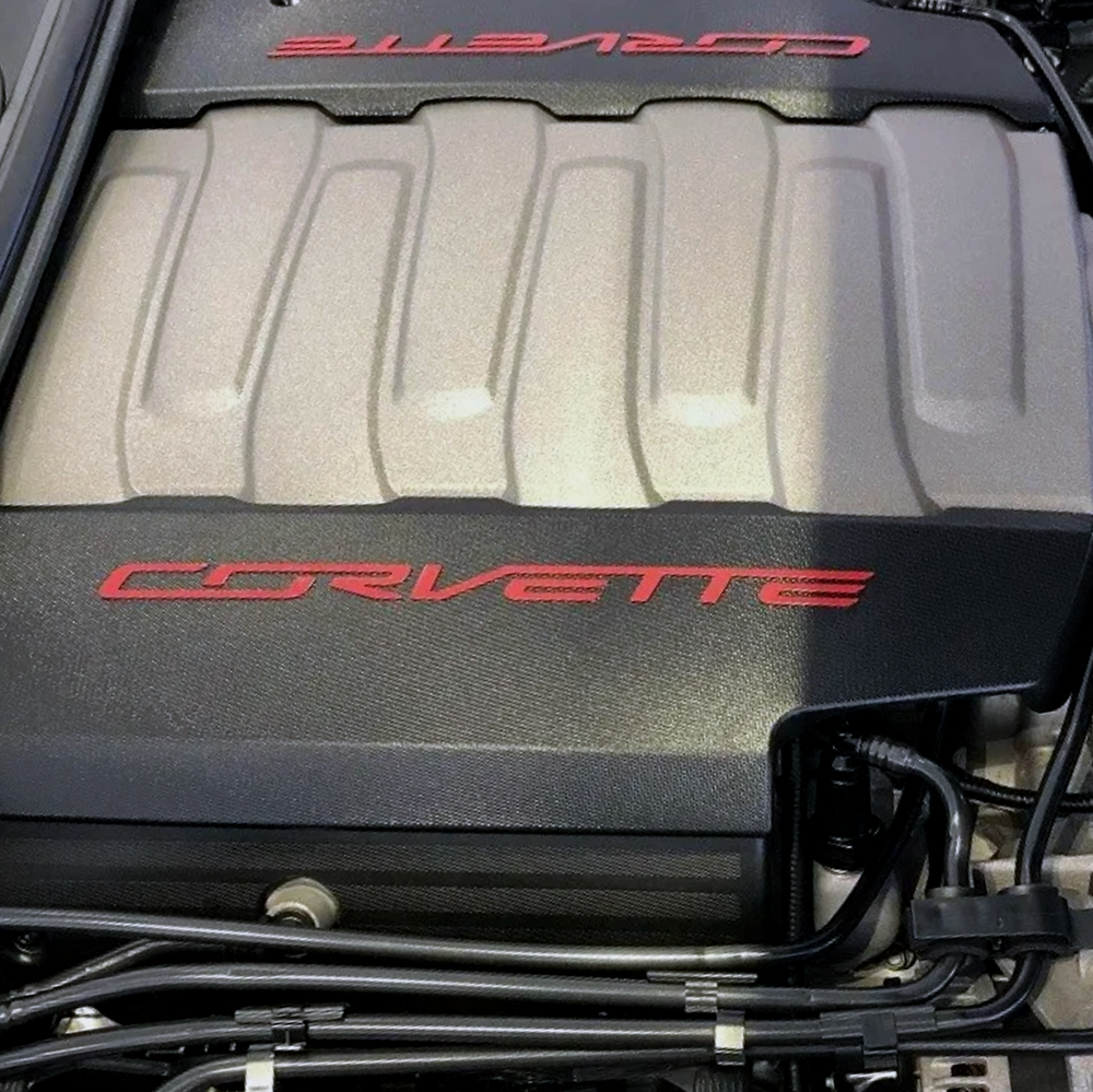 VINYL: Gloss RED C7 Engine Cover Letters Set For 2014-19 Chevy Corvette Stingray