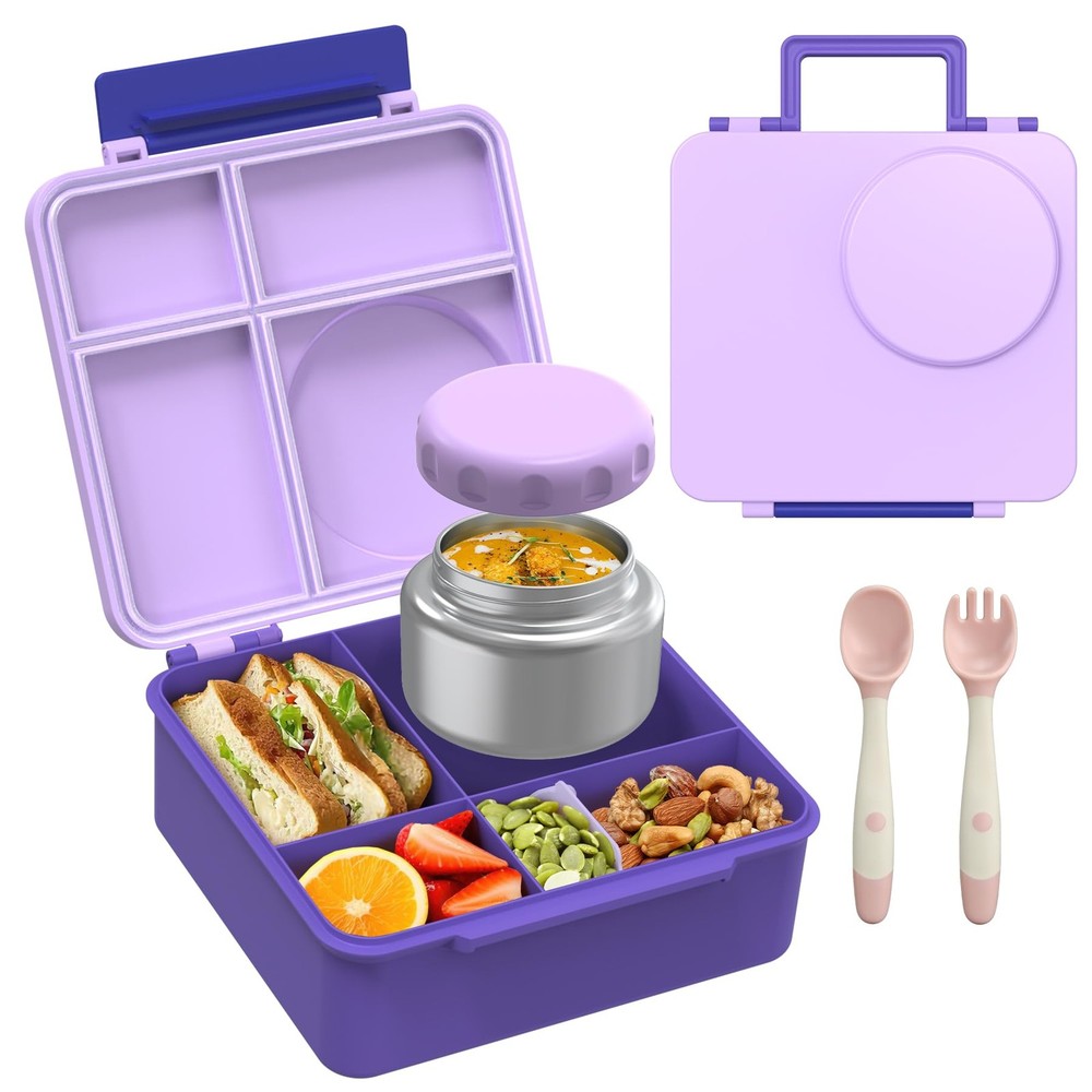 Bento Lunch Box Set for Kids with 8oz Soup Thermo, Leak-Proof Lunch Container...