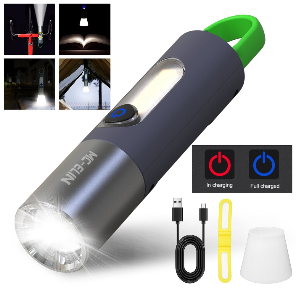 Super Bright LED Flashlight USB Rechargeable Camping Lantern Zoom Side Light