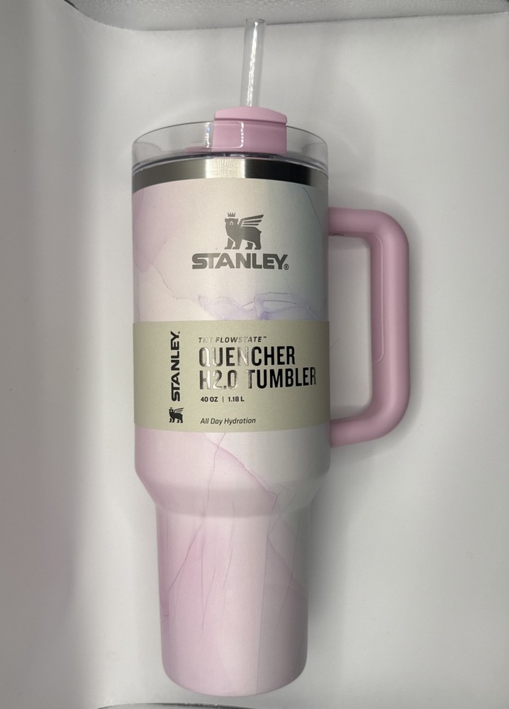 Stanley 40 oz WATERCOLOR TULLE PINK Stainless Steel H2.0 Flowstate Tumbler Cup