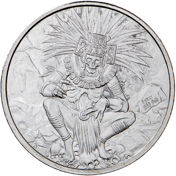 Aztec God of Death 1 Troy oz 31.1g .999 Fine Silver Round