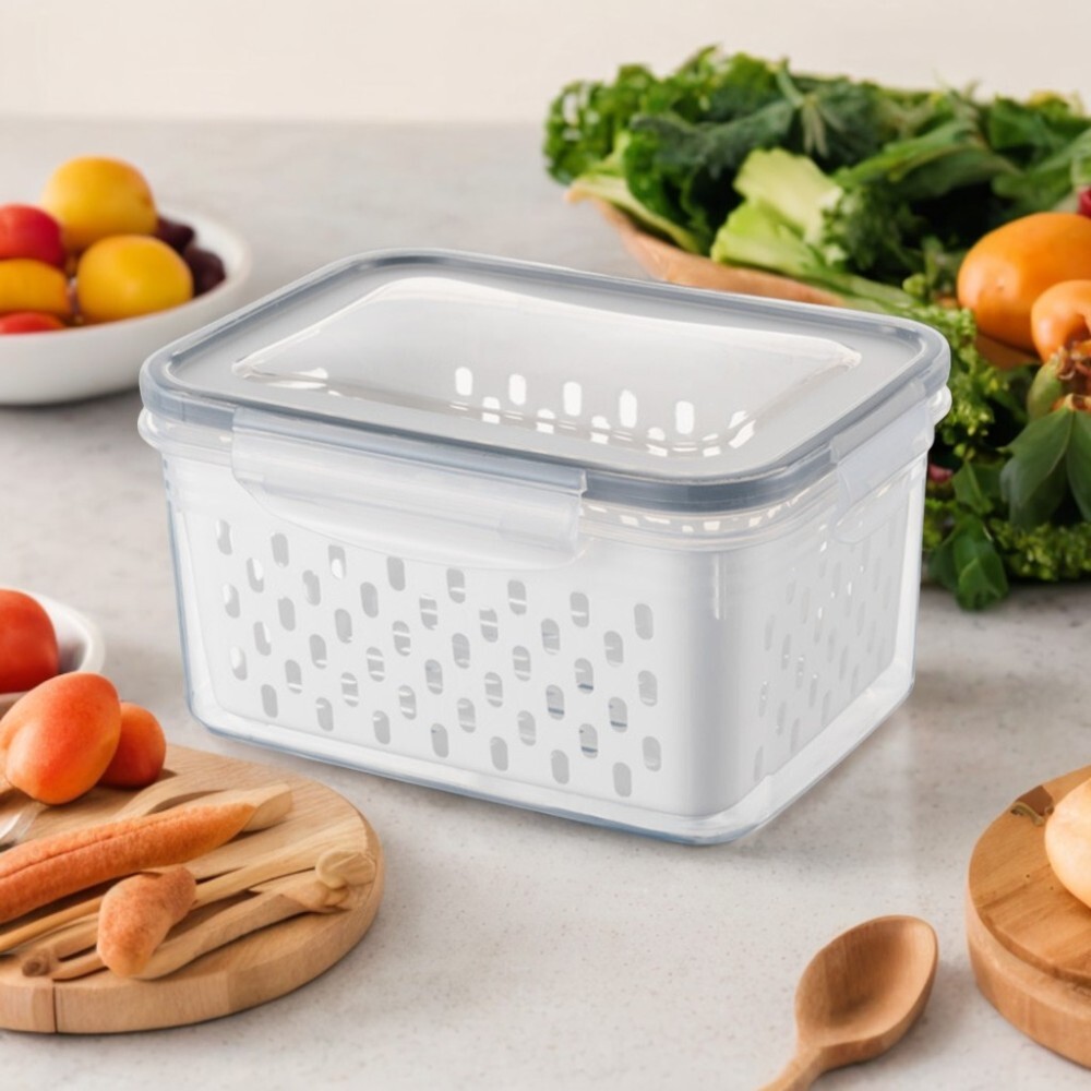 Food Storage Container Double Layer Drain Fruit Refrigerator Organizations