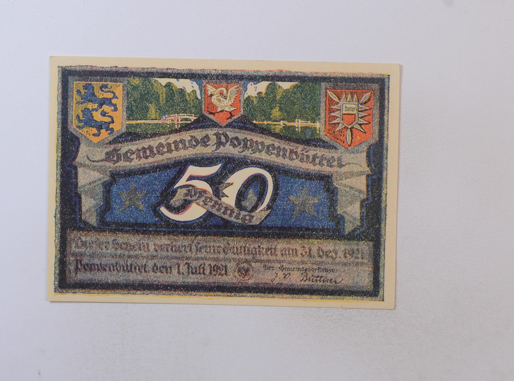 CrazieM World Bank Note 1921 Poppenbüttel 50 Pfennig German Notgeld Lot m98