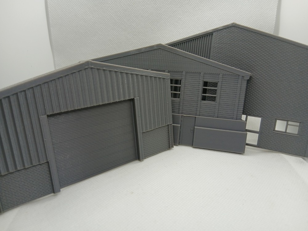 OO Gauge Model Railway Low Relief Warehouse Factory Buildings Shallow Fronts