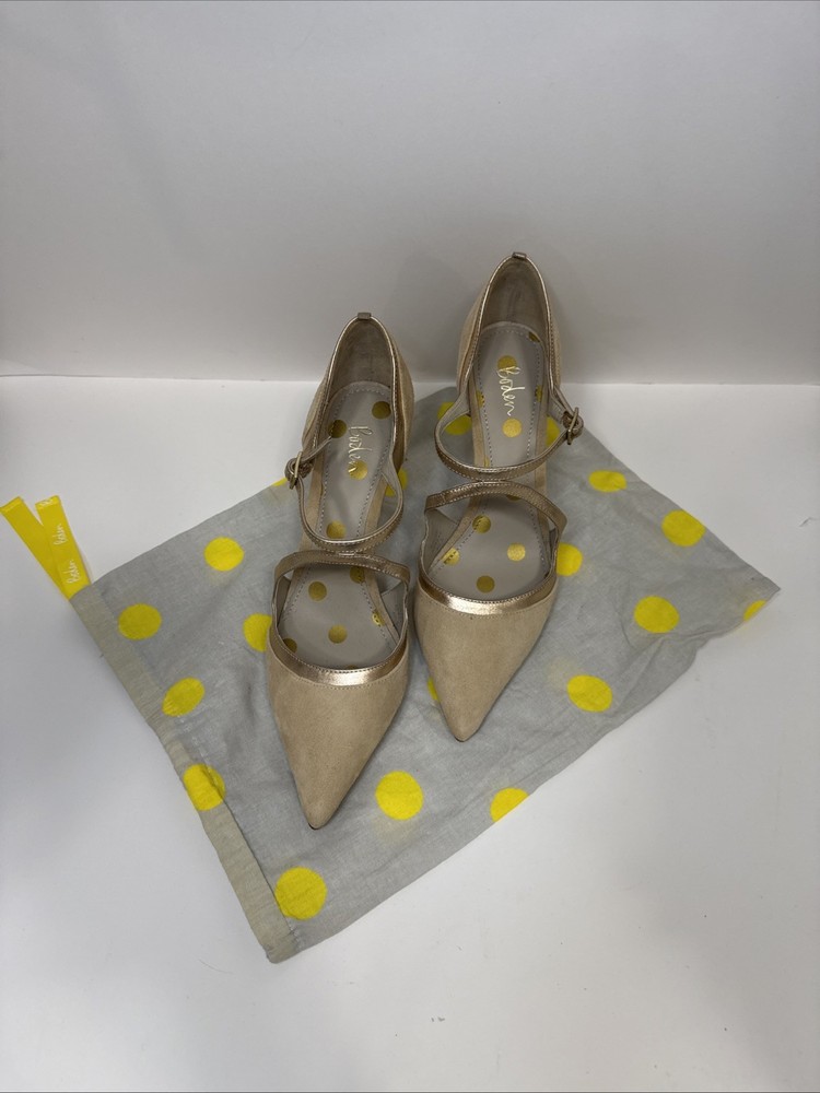 Boden Suede Leather Pumps 40.5/ 9.5 Buckle Beige Pointed Toe Heels