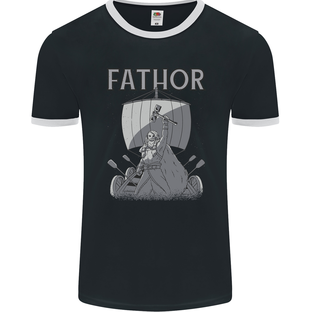 Fathor Funny Fathers Day Viking Ship Mens Ringer T-Shirt FotL