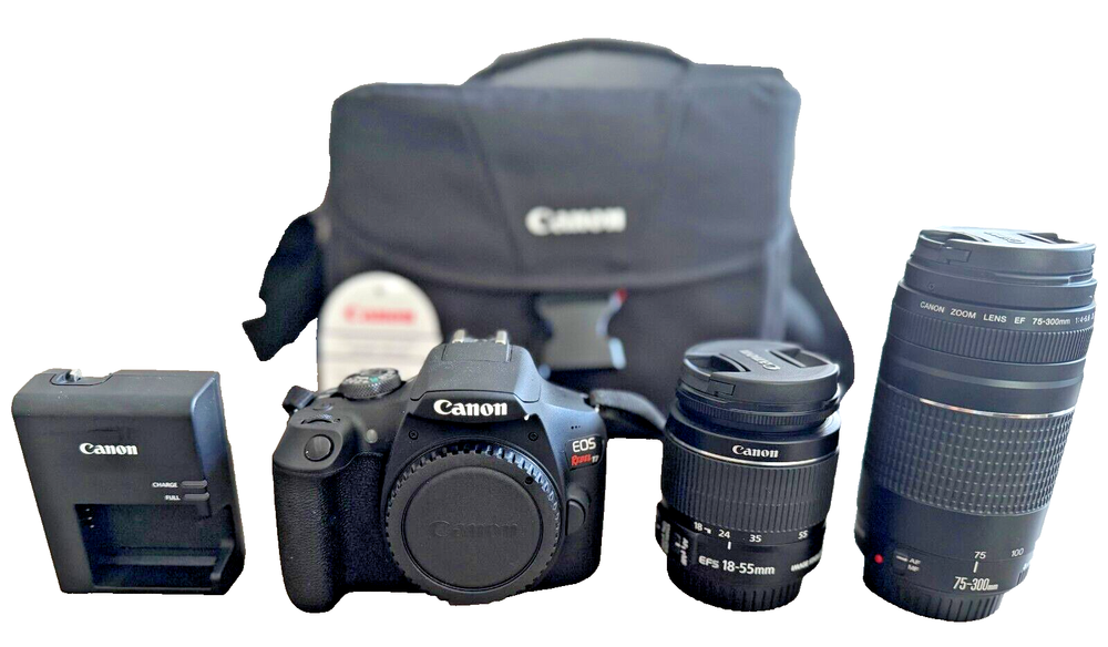 Canon EOS Rebel T7 24.1MP Digital Camera - Kit with 18-55mm and 75-300mm, Bag