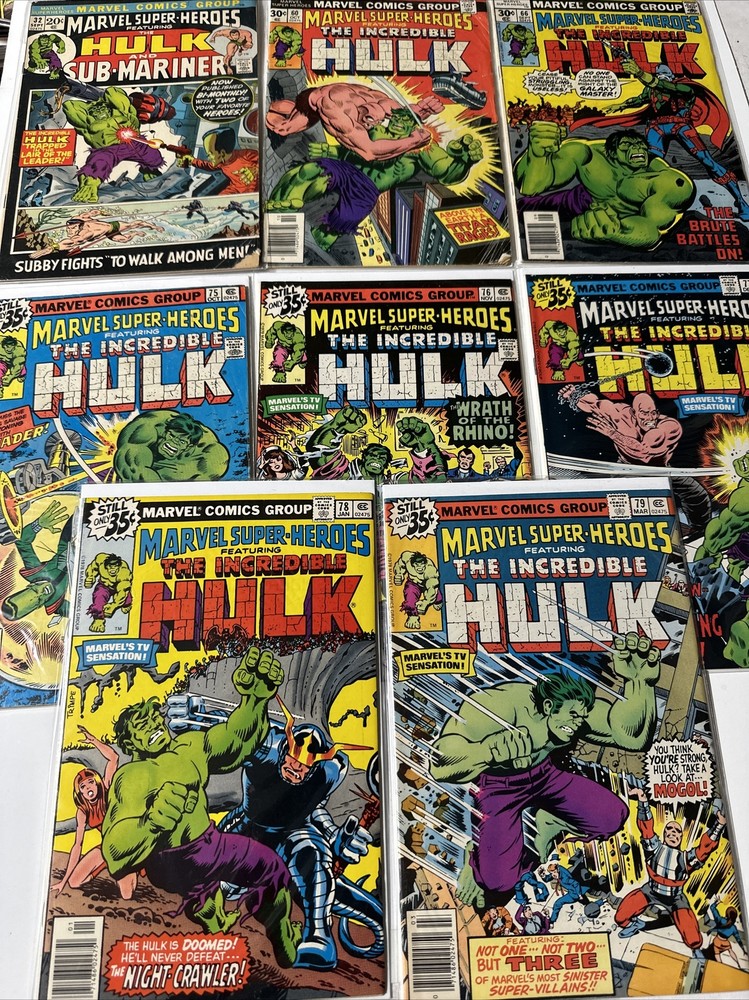 Incredible Hulk Bronze Age 1978 Marvel Superheroes Comics Lot 32,60,66,75-79