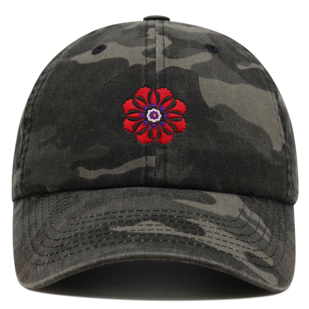 JPAK Flower Ornament Premium Dad Hat Cotton 6-Panel Curved Brim Floral Garden