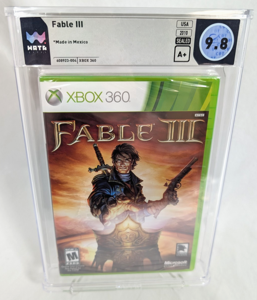 WATA 9.8 Graded SEALED 2010 FABLE III 3 Microsoft Xbox 360 A+ Seal Video Game