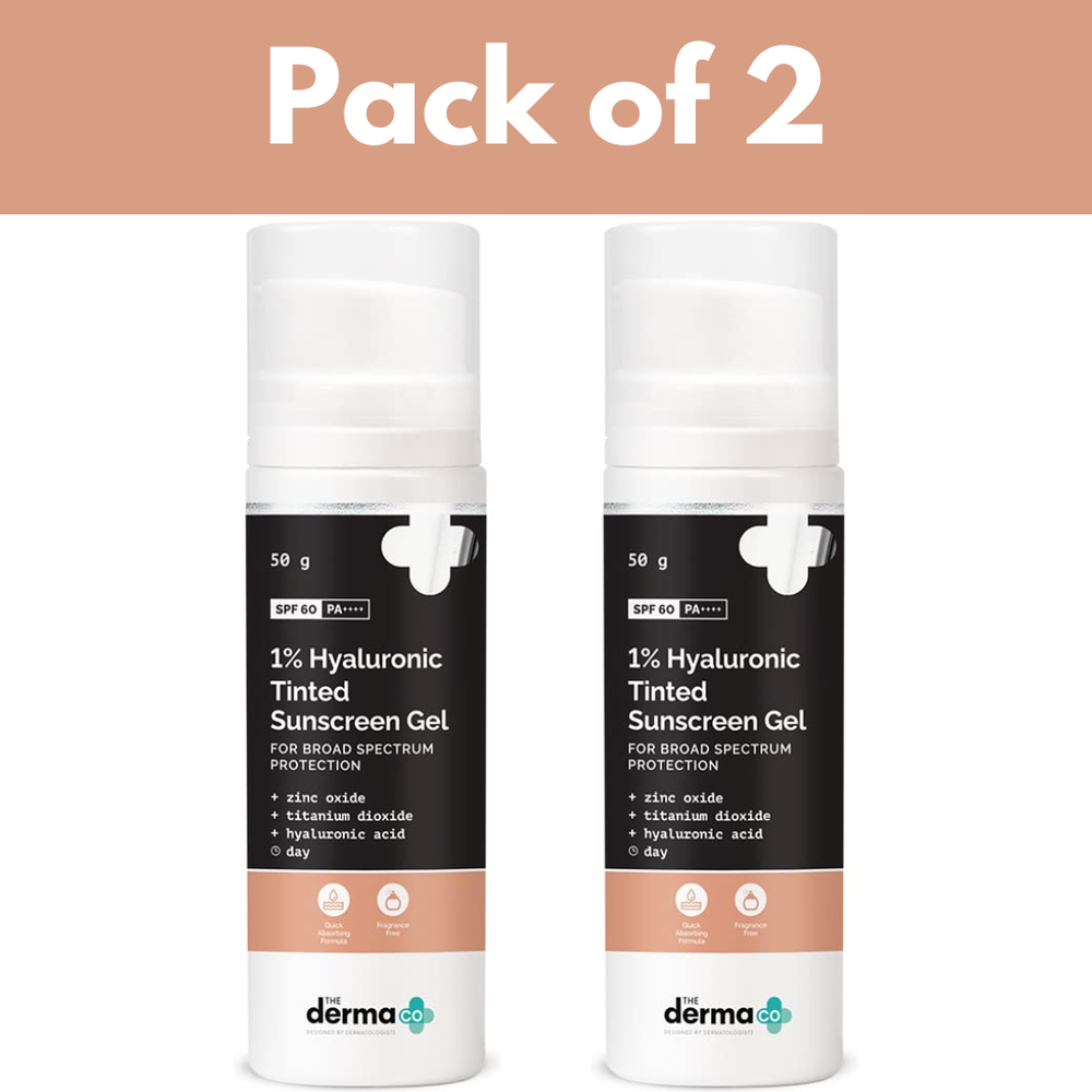 Derma Co 1% Hyaluronic Tinted Sunscreen SPF 60 Gel 50g with Hyaluronic Acid