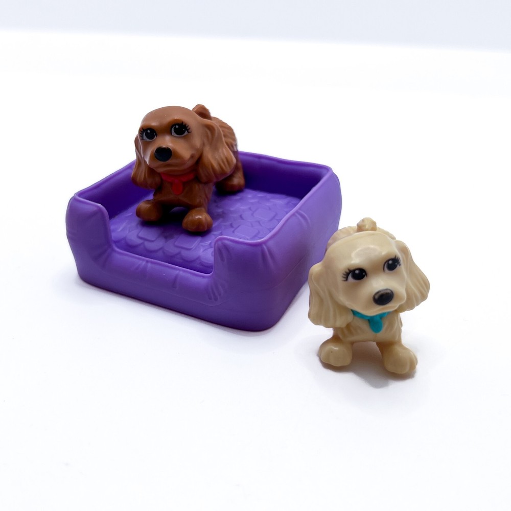Barbie Doll Pets Diorama Dogs Puppies Bed Lot