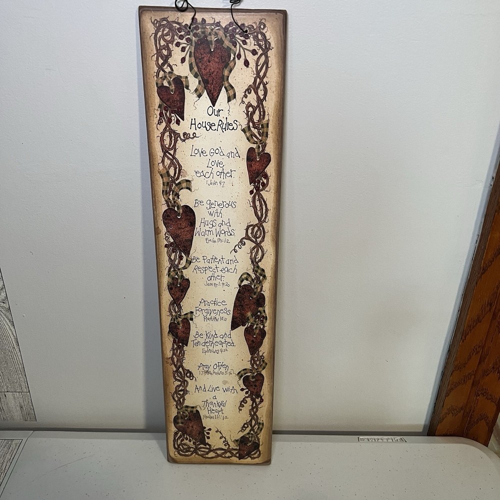 Rustic Farmhouse Our House Rules Wooden Wall Decor Sign