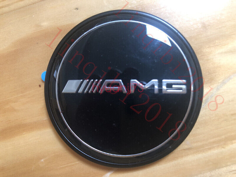 Black Flat Laurel Wreath AMG Hood Emblem for Mercedes Benz 57mm Adhesive