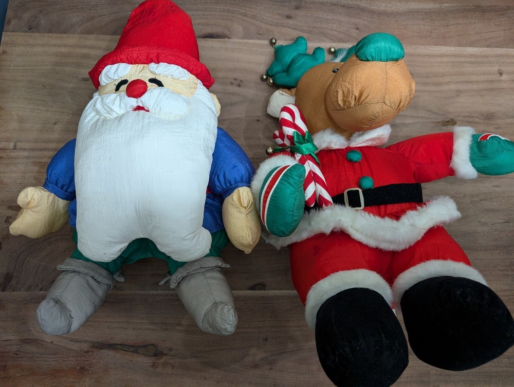 Reindeer Santa Plush Bells & Maison Blanche Santa Elf Both Nylon