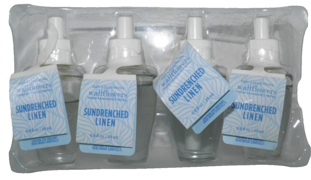 Bath & Body Works SUNDRENCHED LINEN  WALLFLOWER REFILL BULB (4 PACK) NEW