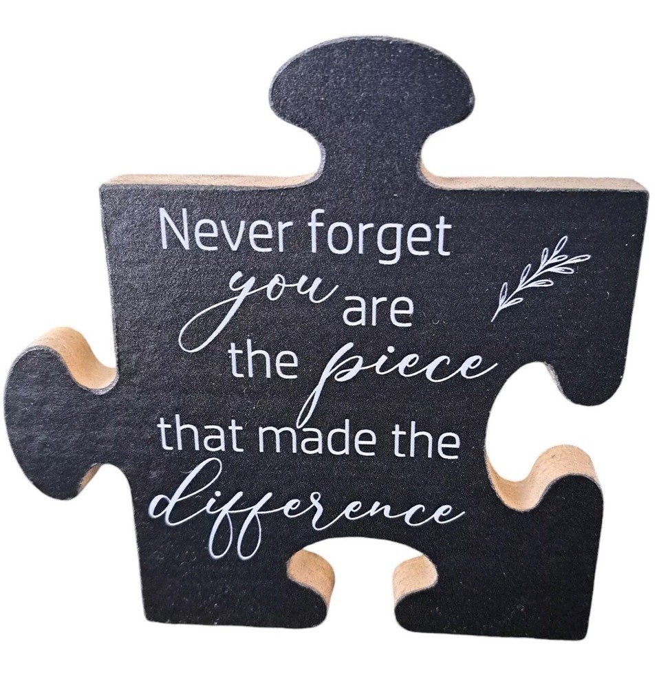 Wood Puzzle Piece Inspiration Thank You Gift Sign 4.75