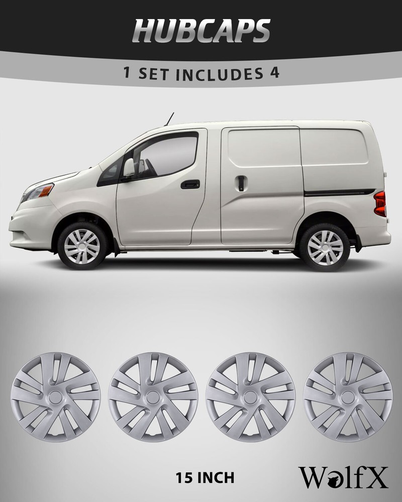 2013-2021 Nissan NV200 15 Silver Wheel Covers Hubcaps for R15 Steel Rims