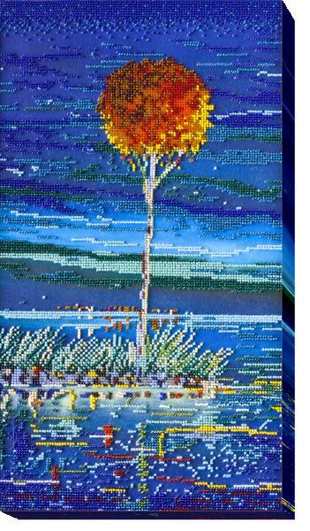 Bead embroidery kit Fire azure-1 needlework kit Art canvas beadwork pattern
