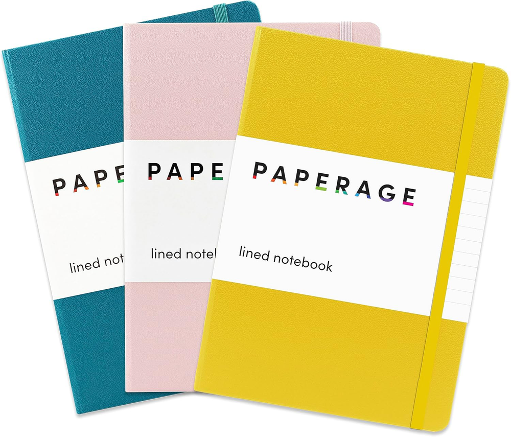 PAPERAGE 3 Pack Lined Journal Notebooks, Medium 5.7x8 inches, 160 Pages
