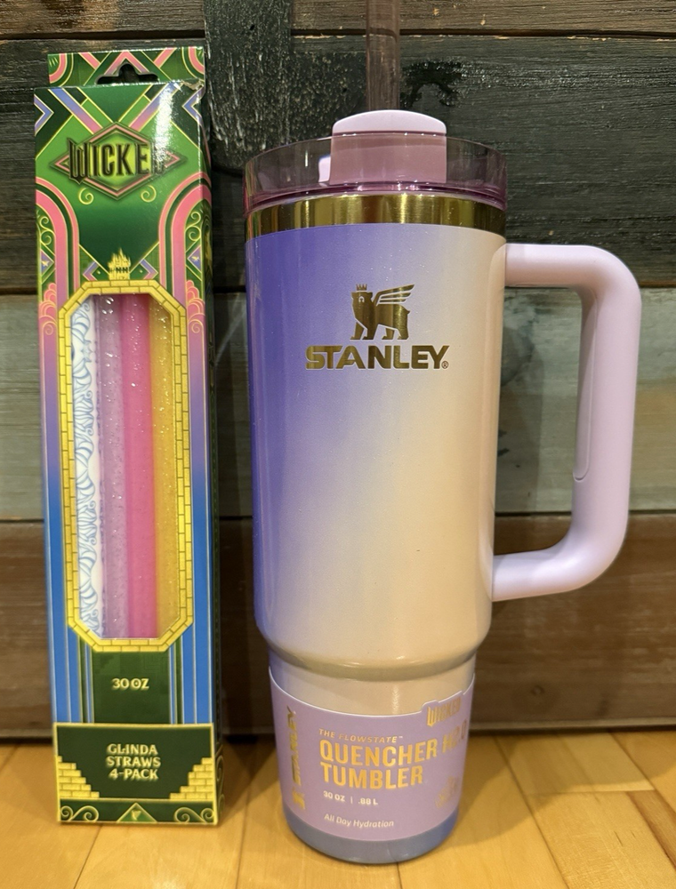 New Stanley x Wicked For Good Glinda 30oz H2.0 FlowState Quencher Tumbler Straws