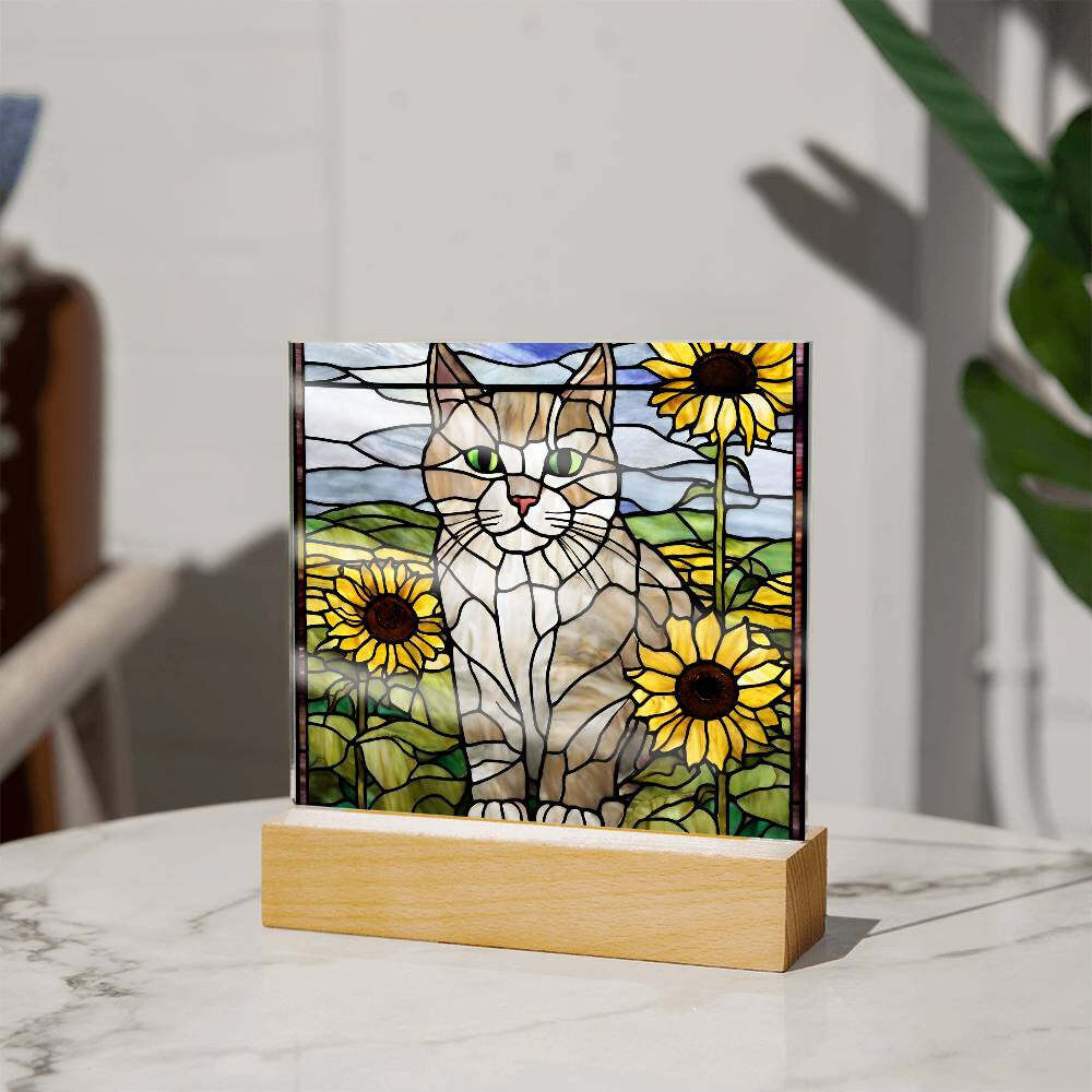 Cat Acrylic Sunflower Plaque - Perfect Gift for Cat Lovers and Home Decor
