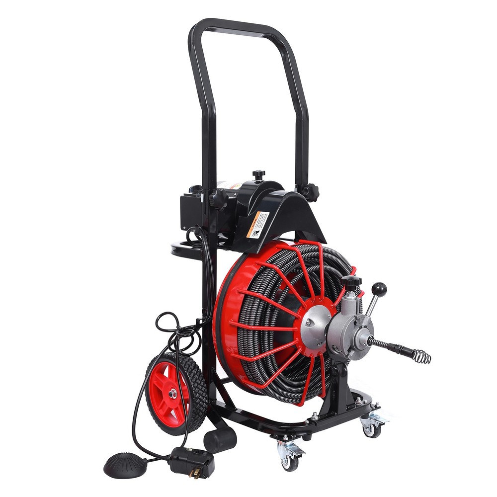 100ft x 1/2 Inch Electric Drain Cleaner Sewer Snake Machine for 1-4 Inch Pipes