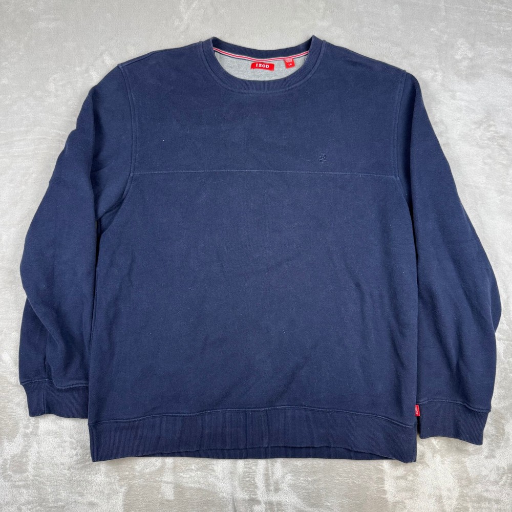 IZOD Men’s L Logo Crew Neck Pullover Sweatshirt blue Blank Embroidered Logo Soft