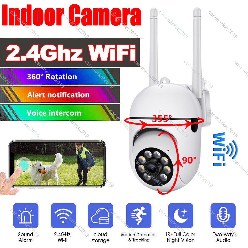 Home Security Camera WiFi 2.4Ghz Motion Activated Color Night Vision PTZ 1080P
