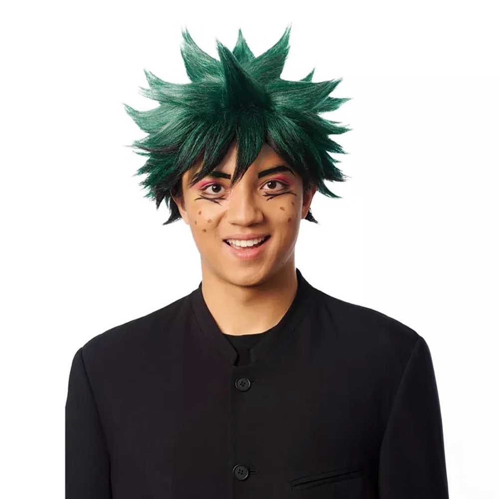 Get the Anime Hero Green and Black Costume Wig for Adults Today