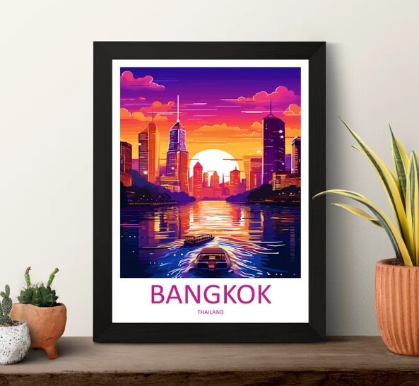 Bangkok Travel Print Wall Art Bangkok Wall Hanging Home