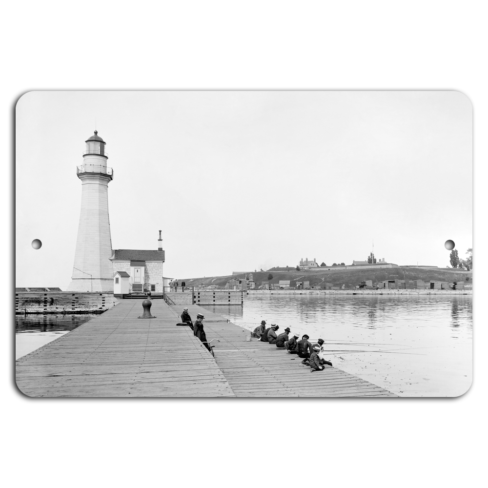 Lighthouse Serenity: A Vintage Harbor View
