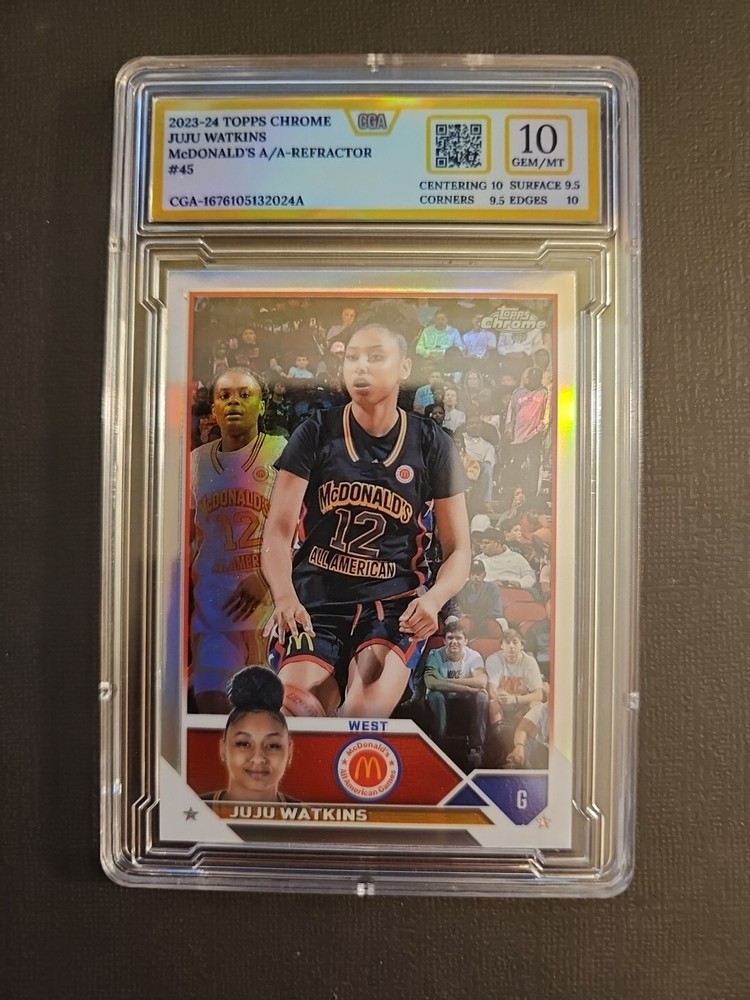 🔥2023 Topps Chrome JuJu Watkins McDonalds AA Refractor #45 - CGA 10 w/subgrades