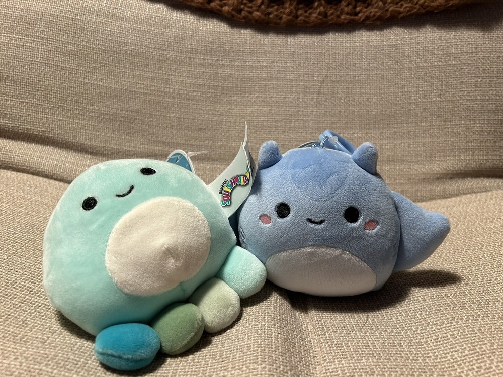 BNWT Clip Squishmallows Olga The Octopus And Lux The Manta Ray
