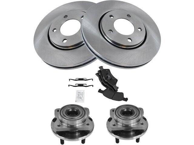 Front Brake Pad and Rotor and Wheel Hub Kit fits Dodge Caravan 2001-2007 14PFHP