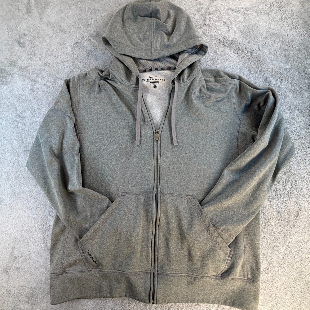 Nike Therma-FIT Full Zip Hoodie Women’s Large Gray Hooded Jacket