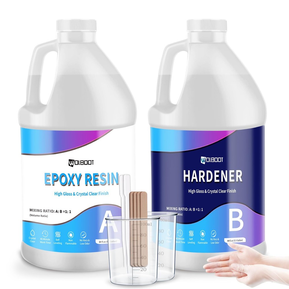 Epoxy Resin 1 Gallon - Crystal Clear Epoxy Resin Kit, No Bubble & Not Yellowing