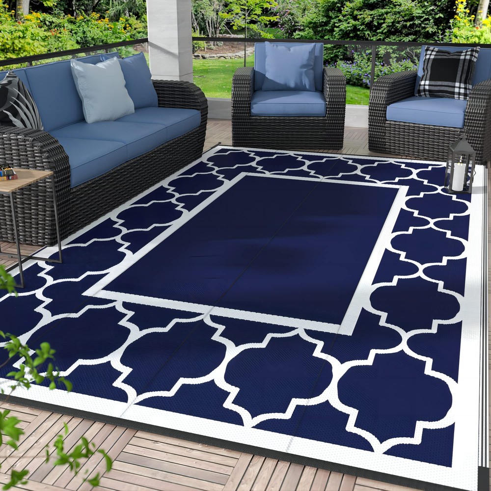 5' x 8' Outdoor Rug Waterproof for Patio Decor, Foldable Reversible Plastic S...