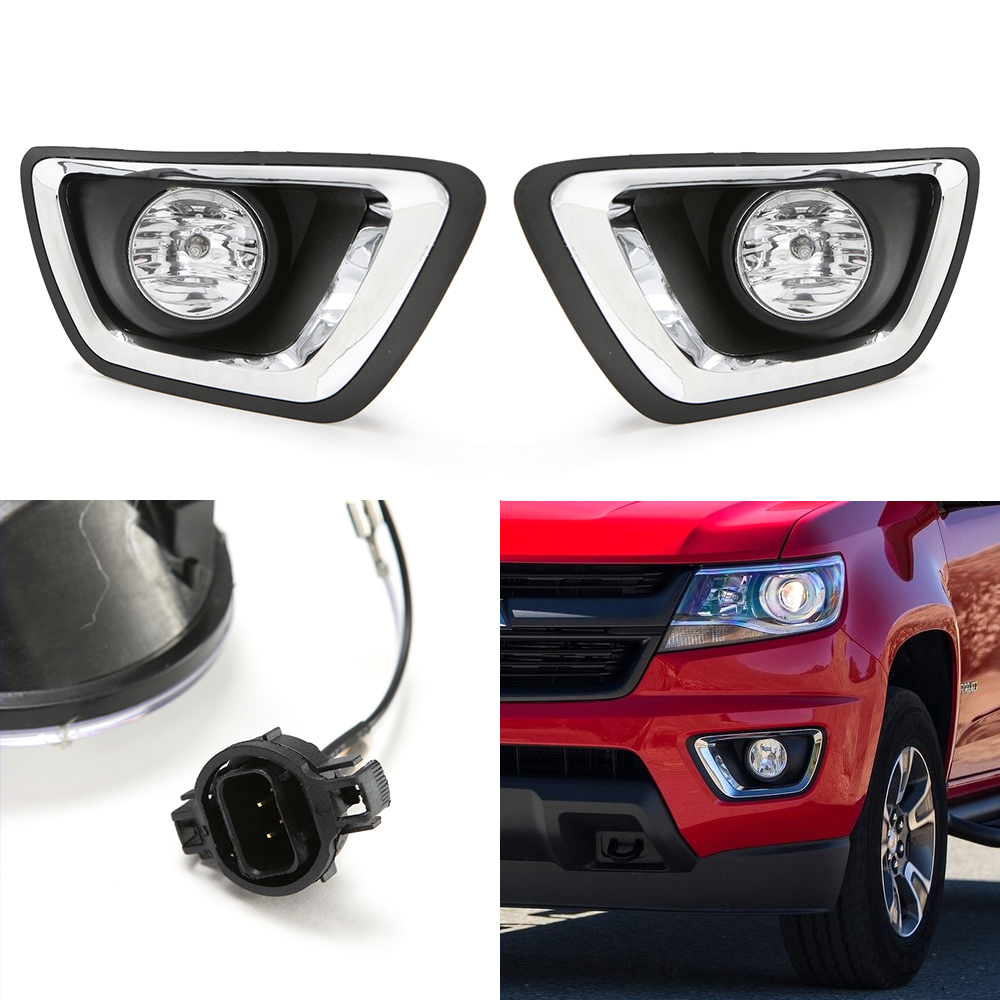 Clear Lens Driving Fog Lights Kit For 2015-2020 Chevy Colorado Bezel 5202 Bulbs