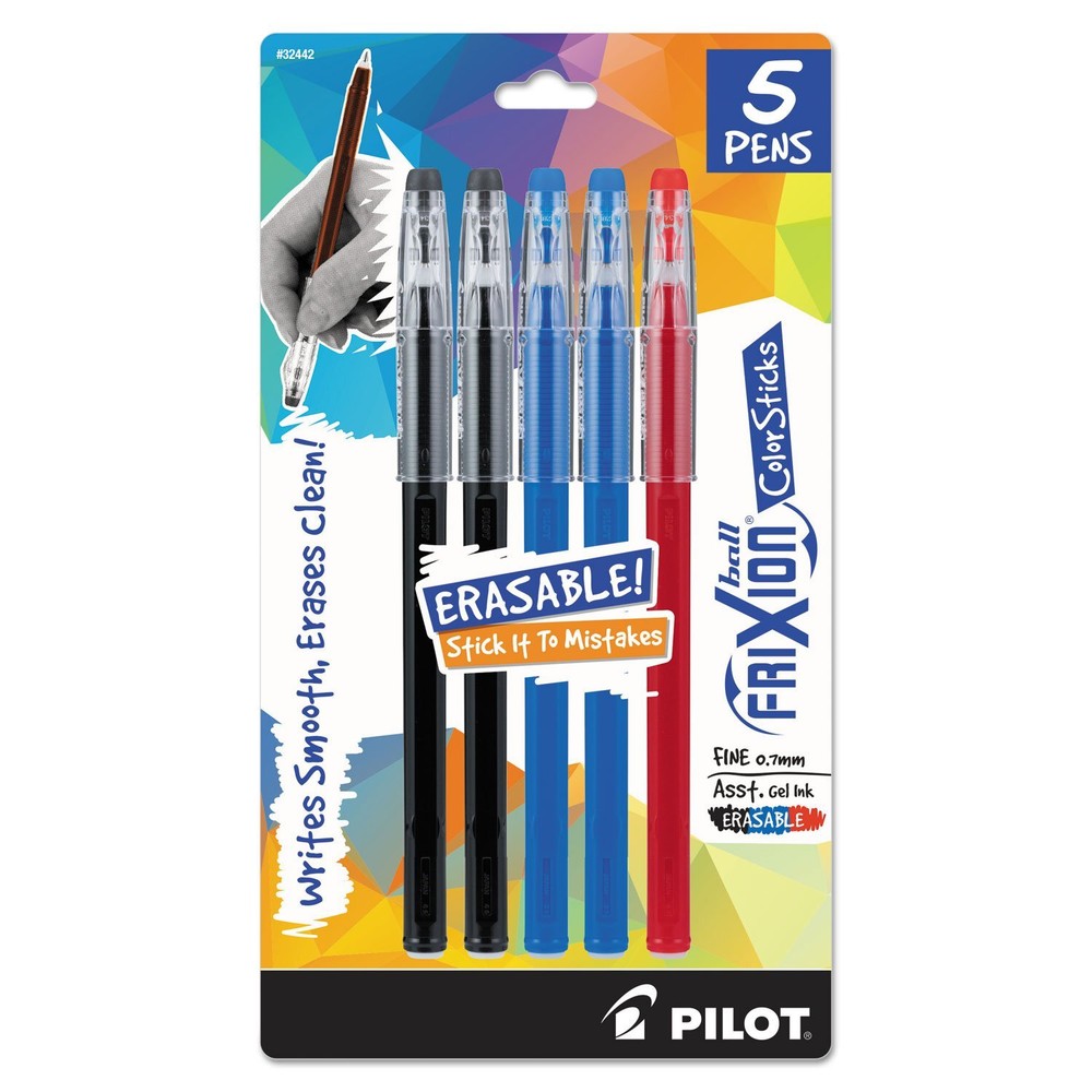 Pilot, FriXion ColorSticks Erasable Gel Ink Pens, Fine Point 0.7 mm, Pack of ...