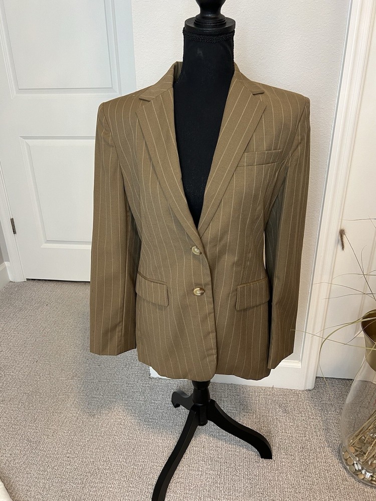 Lauren Ralph Lauren Women’s Wool Pinstripe Brown Suit Blazer And Pants Size 4