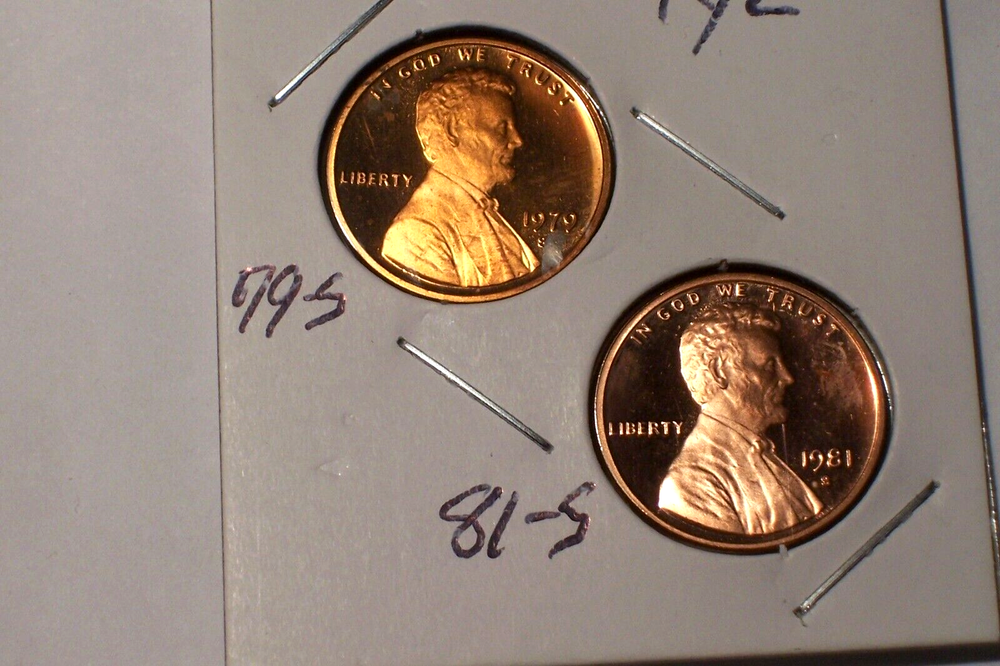 1979-S & !981-S  @  Type-2  *PROOF* Lincoln Pennies.!! #002