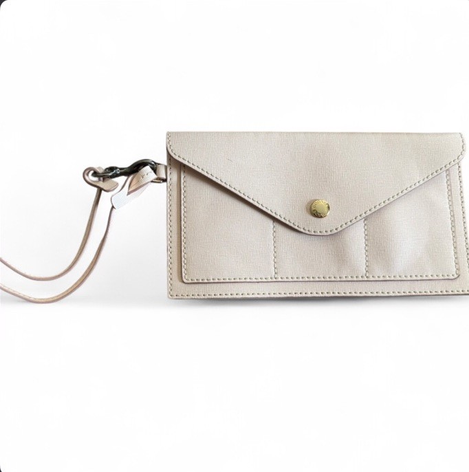 Pink Dooney & Bourke Beige Envelope Folding Wallet for Women, Credit Card Holder