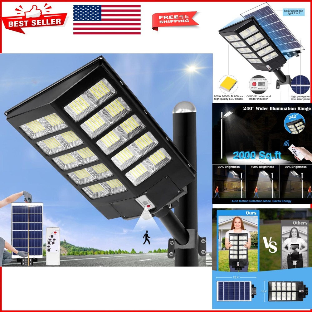 3200W 30000LM Solar Street Lights with Motion Sensor for Outdoor Use