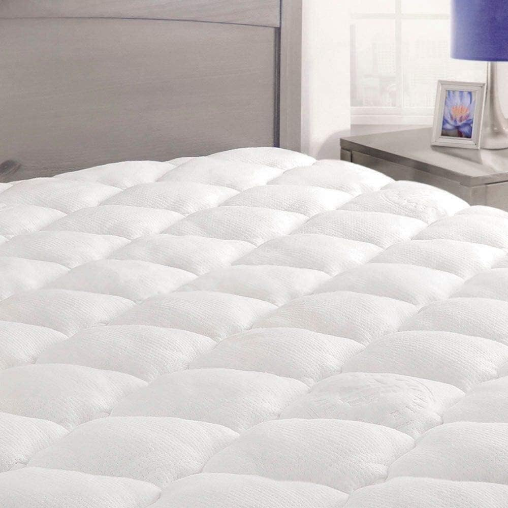 Bamboo Rayon Plush Cooling Mattress Pad with Fitted Skirt