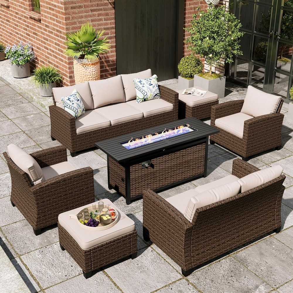 Fire Pit Fireplace Propane Patio Heater Fire Gas Table Outdoor Conversation Set